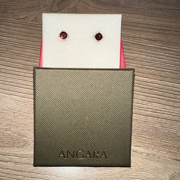 Authentic ANGARA Garnet January Birthstone Stud Sterling Silver 925 Earrings - Picture 3 of 8